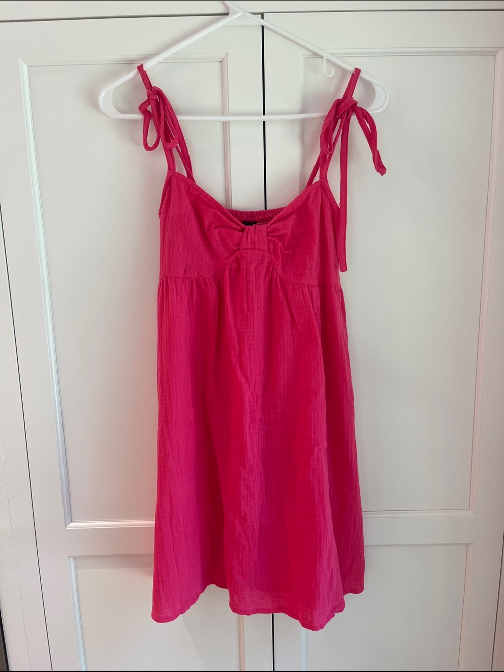 Bright Pink Tie-Shoulder Sundress
